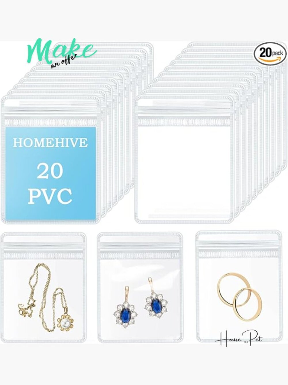 Clear Travel Jewelry Organizer 20 Pack Portable Anti Tarnish Storage Bags